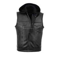 Gilet en cuir véritable pour homme, style motard décontracté, respirant, coupe-vent, avec logo, boutons, écologique et imperméable