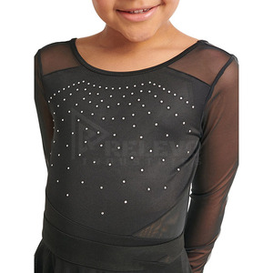 Justaucorps de gymnastique sans manches pour bébés filles, personnalisé, en tissu extensible respirant doux 220 GSM avec strass et maille - Product Image 2