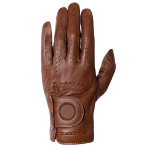 Gants de golf confortables en cuir véritable pour usage sportif, avec sangle de poignet réglable et fermeture auto-agrippante, en matériau doux et respirant pour les mains - Product Image 1