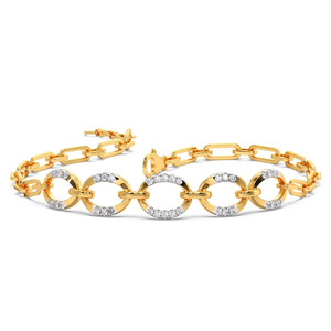 Bracelet en diamants à cinq cercles entrelacés avec chaîne en or jaune et design central à cadre rond ouvert - Product Image 1
