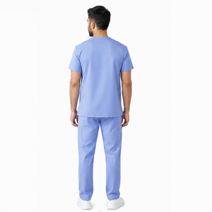 Ensemble d'uniformes médicaux pour hommes, personnalisables, pour le personnel de santé et d'hôpitaux, comprenant un haut à col en V et un pantalon, respirants, vente en gros - Product Image 5