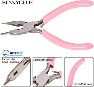 Pince coupante à bec de canard en acier inoxydable de 4,5 pouces, mini-pince de précision 4 en 1, outils de pliage et de coupe latérale pour la fabrication de bijoux DIY, rose - Product Image 4