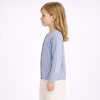 Cardigan en laine uni pour enfants, fabriqué sur mesure, couleur unie, cardigan simple en tricot pour filles