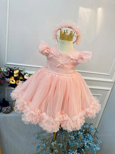 ชุดเดรสยาวหลายชั้นคุณภาพสูงสำหรับเด็กผู้หญิง ประดับมุกและโบว์ ตกแต่งอย่างสวยงาม เป็นมิตรกับสิ่งแวดล้อม รับผลิตตามแบบ ODM/OEM เหมาะสำหรับทุกโอกาส - Product Image 5