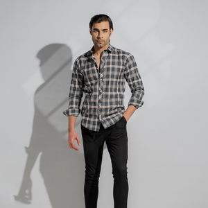 Chemise décontractée à carreaux pour homme, manches longues, col rabattu, respirante, 100% coton, pour l'automne - Product Image 5