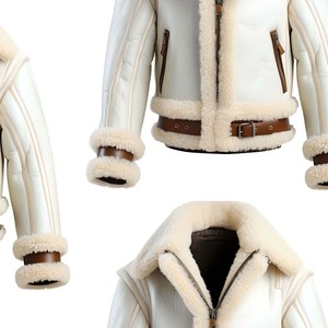 Glory Custom <b>sheepskin</b> leather <b>jacket</b> with sherpa lining warm winter coat belted waist zip closure durable stylish for Unisex - Product Image 6