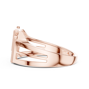 Bague de luxe en or rose 14K/18K pour homme sertie de diamants |   Bague géométrique à diamants en grappe de forme triangulaire |   Bijoux fins de créateurs modernes - Product Image 3