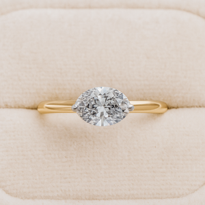 1,00 quilates Eastwest Oval corte brillante Moissanite anillo de compromiso conjunto 10K oro media eternidad boda banda IGI fiesta aniversario - Product Image 2