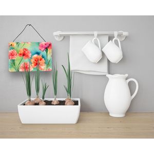 Multicolor NUEVOS claveles Acuarela Decoración de pared Aluminio Metal Puerta Colgando Impresiones para la cocina Bar Impresiones DE ARTE DE LA Home-8HX12W - Product Image 3