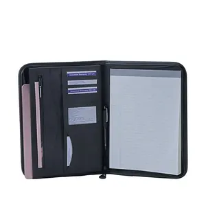 Groothandel Hoge Kwaliteit Gevouwen Padfolio Custom Executive Met Ritssluiting Veganistisch Lederen Padfolio