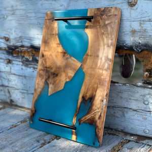 Plateau de service de luxe en bois d'olivier et résine Natural House avec séparateurs pour fruits, fromages, charcuterie, tapas, café et en-cas - Product Image 1