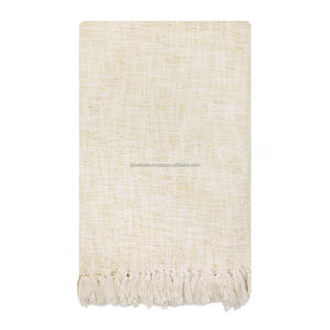 Manta de algodón natural ecológica con borde de borla para tiendas de decoración minimalista y rústica para el hogar - Product Image 6