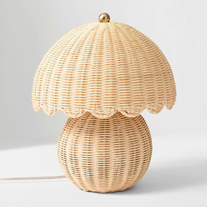 Lampe de table en forme de cône en rotin, style Sweet Scallop, lumière chaude, décoration pour chambre de bébé et chambre d'enfant. - Product Image 2