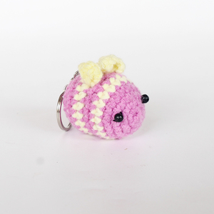Handmade Woven Cotton for Amigurumi Keychain-Customizable Logo & Design Stainless Steel <b>Key</b> <b>Ring</b> Pink Bag Charm Gift - Product Image 4
