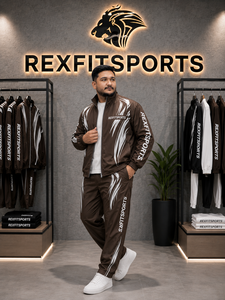 ชุดวอร์มไนลอนสีน้ำตาลสำหรับผู้ชาย REXFIT SPORTS 2026 แบบสั่งทำพิเศษ เสื้อแจ็คเก็ตซิปเต็มน้ำหนักเบาและกางเกงขายาว ชุดออกกำลังกาย วิ่ง เทรนนิ่ง - Product Image 2