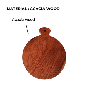 Tabla de cortar redonda de madera duradera y sostenible con asa y paleta, 1.5 cm de grosor, marca Woodensure, para carne y pan - Product Image 6