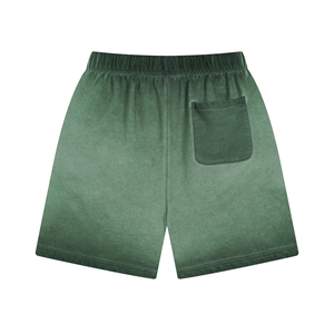 Shorts vintage pour hommes en coton 100% délavé à l'acide, ourlet brut, taille mi-haute élastique, décontracté, en molleton bouclette à séchage rapide - Product Image 5