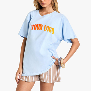 เสื้อยืดคอกลมผู้หญิงแบบสั่งทำพิเศษ ผ้าหนา 220GSM ระบายอากาศได้ดี ปักโลโก้ตามสั่ง สไตล์สตรีทแวร์สำหรับฤดูร้อน - Product Image 4