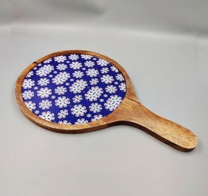 Classic Design Mango Wood Serving Pizza Platter With Enamel Printed Design Home Decor Hotel Restaurants Serving Pizza Platter - Product Image 3