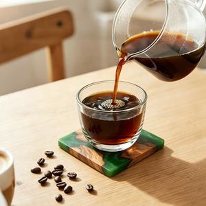 Sous-verres en résine artistique classique de haute qualité et en bois massif, tapis et dessous de verre personnalisés avec isolation écologique - Product Image 6