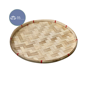 Plateau de service rond en bambou tressé écologique, panier à fruits, vaisselle, accessoire décoratif pour la maison, vente en gros - Meilleures ventes - Product Image 1