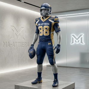 Ensemble de maillot et pantalon de football américain personnalisé bleu marine et or, uniforme d'équipe rembourré, fabricant de vêtements de sport en gros - Product Image 4