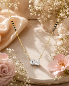 Mangalsutra tendance avec diamants cultivés en laboratoire sertis à griffes, certificat IGI, or jaune massif, style classique pour femme, bijoux de mariage - Product Image 2