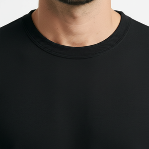 T-shirt en soie/coton tricoté de qualité supérieure 240g pour homme, coupe ajustée, col rond, manches courtes, décontracté, respirant, personnalisable - Product Image 4