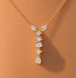 Collar con Diamantes Cultivados en Laboratorio de Formas Mixtas, Corte Marquise, Corte Princesa, Corte Pera, Corte Esmeralda, DEFVVS, Oro Sólido de 14K, Regalo de Boda, ODM - Product Image 3