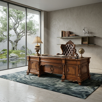 Ensemble de bureau de direction de luxe en bois massif sculpté, mobilier de bureau classique, bureau de PDG, solution de bureau personnalisée OEM
