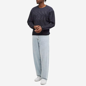 Jean en denim de coton épais bleu clair, coupe baggy, taille haute, jambe affinée, personnalisable, pour homme - Product Image 6