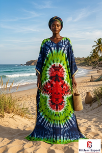Custom Printed <b>Kaftan</b> Dress Women Loose Fit <b>Summer</b> Beach Wear Comfortable Fabric Wholesale Export Supply - Product Image 5