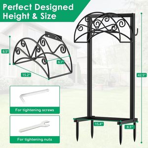 Heavy Duty 160 FT Garden Hose Holder with 4 Spikes 2 <b>Tool</b> <b>Hooks</b> Freestanding Design Water Hose Reel and <b>Tool</b> Holder - Product Image 4