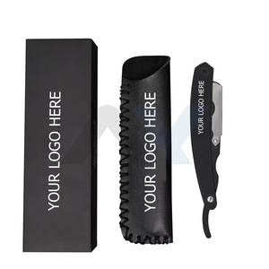 Navaja de Afeitar Profesional de Hoja Recta para Hombres y Mujeres, Personalizable, con Estuche de Cuero, Plegable, para Barbería - Product Image 1