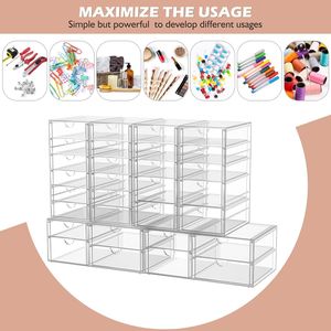 Organizzatori da Scrivania con 22 Cassetti e Accessori, Set da 4 Contenitori in Plastica per Trucchi e Oggetti Vari per Ufficio - Product Image 5