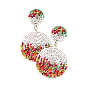 Pendientes y aros bordados a mano con cuentas de colores para bodas, fiestas, festivales, estilo étnico moderno, pendientes colgantes, moda boho. - Product Image 1