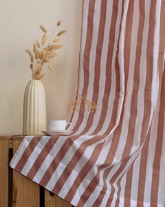 ชุดผ้าม่านลายทางพิมพ์ลายด้วยมือจากผ้าฝ้ายสำหรับตกแต่งบ้าน - Product Image 4