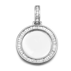 D'VINS JEWELS Hip Hop Charm Diamond Pendant 925 Silver Silver Plated Baguette Cut Channel Setting Unisex Everyday Wear - Product Image 1