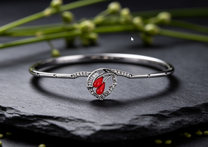 R Art Palace <b>Silver</b> Plated Coral Heart <b>Cuff</b> <b>Bracelet</b> Women's Romantic Jewelry Alloy <b>Bracelets</b> Wedding Style - Product Image 2