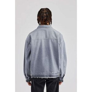 Nouvelle veste en jean délavé pour homme, couleur unie, confortable, décontractée et oversize pour l'hiver - Product Image 6