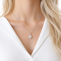 Collier pendentif ovale 1 carat en moissanite avec halo, en argent sterling 925, couleur D, pureté VVS1, certifié GRA, bijoux fins pour femme, idéal pour anniversaire et anniversaire de mariage