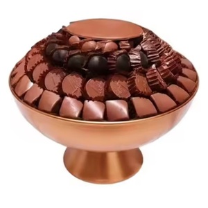 Decoración Única para Cualquier Mesa, Tazón para Servir Frutos Secos de Chocolate, Decoración para el Hogar, Tazón de Metal, Tazón para Servir Dátiles y Frutos Secos - Product Image 1