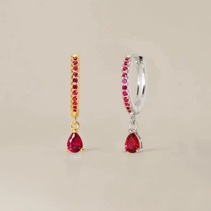 Pendientes de Aro con Cristal de Cuarzo en Forma de Lágrima - Joyería de Plata de Ley 925 con Piedra de Nacimiento Engastada en Puntas y Gemas de Cuarzo Facetadas - Product Image 6