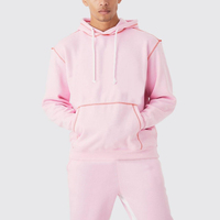 Ensemble de survêtement deux pièces en molleton bouclette 100 % coton, personnalisé OEM, avec sweat à capuche et pantalon évasé, coupe-vent, avec patch, pour l'hiver