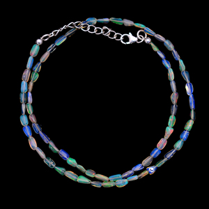 Classic Ethiopian <b>opal</b> Sapphire Strand <b>Necklace</b> 925 Sterling Silver Handmade Gemstone Jewelry Women Trendy Design 15.5 Inch - Product Image 1