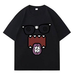 T-shirt pour homme avec imprimé de monstre de dessin animé amusant, lunettes Y2K, imprimé bouche, col rond, manches courtes, 100% coton, décontracté, séchage rapide, respirant - Product Image 6