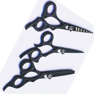 ASAP Ciseaux professionnels à effiler à manche long en acier inoxydable 4Cr13 noir mat, pour droitiers, avec revêtement en poudre - Product Image 6