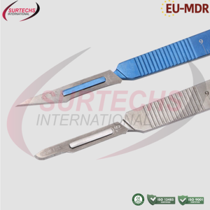 Surtechs Acier inoxydable stérile # 10 lames de scalpel # Kit d'instruments dermatologiques de précision pour dermaplaning à 3 poignées, manuel, certifié CE - Product Image 3