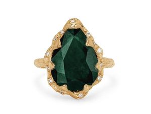 Anillo de Compromiso y Pendientes con Esmeralda Verde Corte Pera Personalizados y Base para Pendientes para Natalia Botero. - Product Image 1