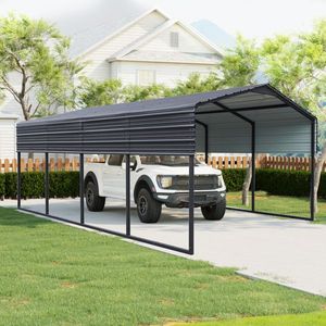 Abri de voiture en métal robuste 12x20 pieds, garage extérieur en acier galvanisé, abri de voiture imperméable pour la neige, modèle D0100XUH1CW - Product Image 1